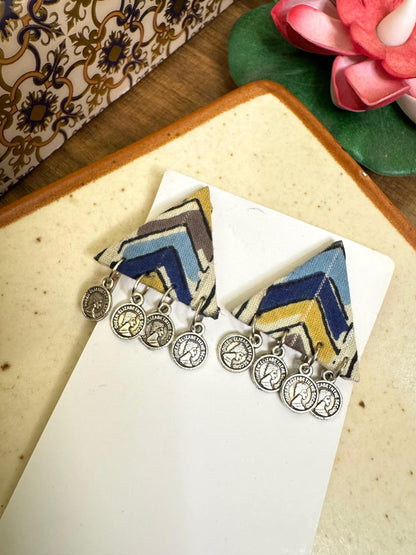 Blue yellow triangle studs