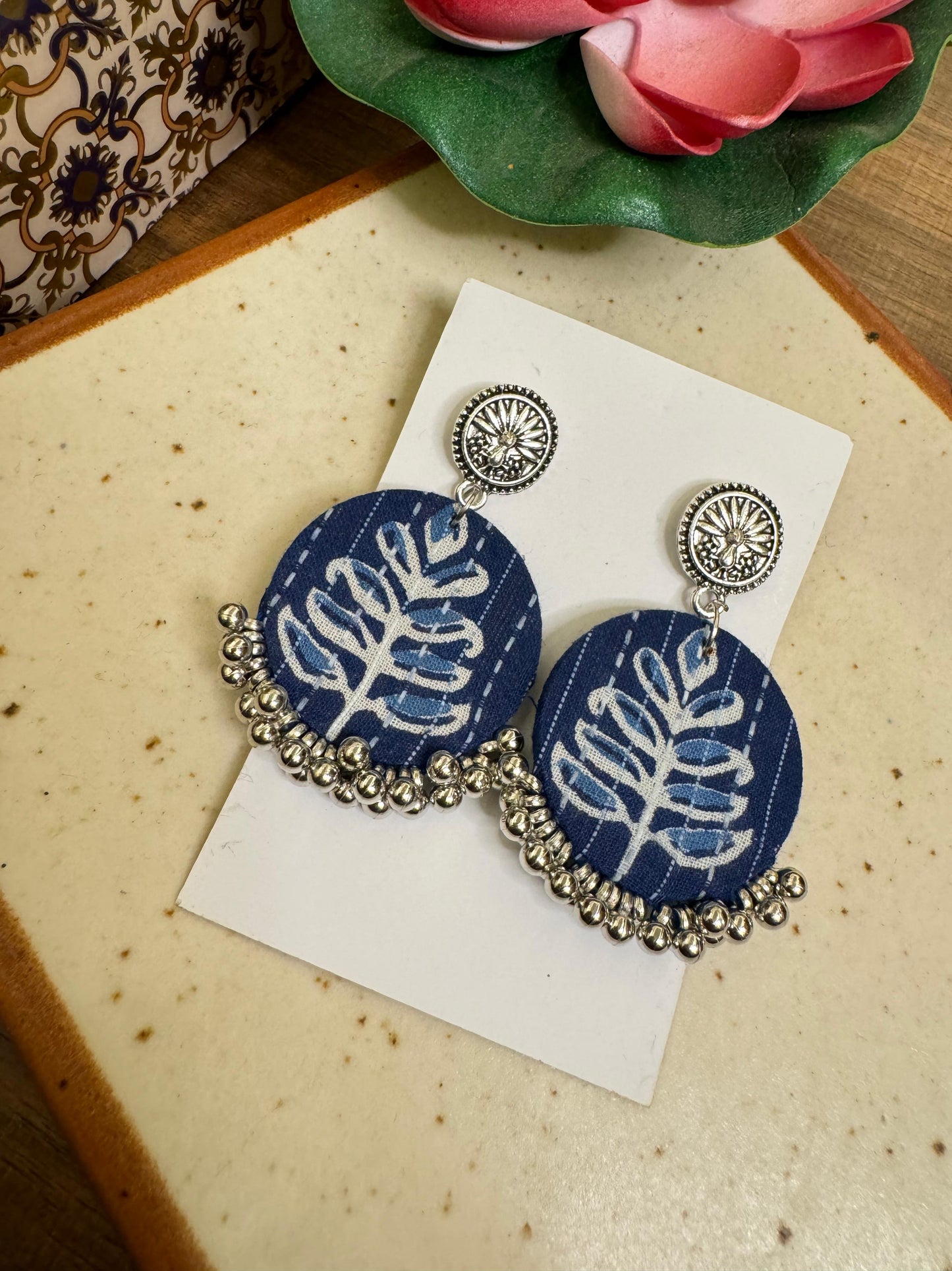 Blue handmade ghungru earrings