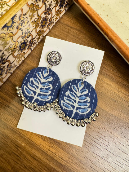 Blue handmade ghungru earrings