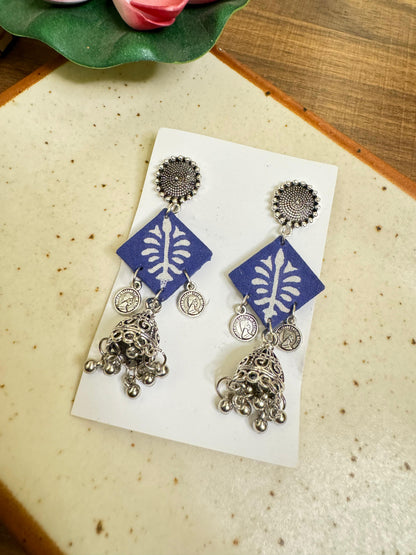 Blue diamond shaped earrings