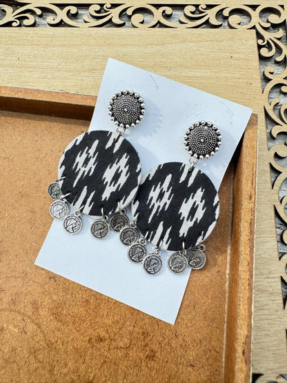 Black and white Ikkat earrings