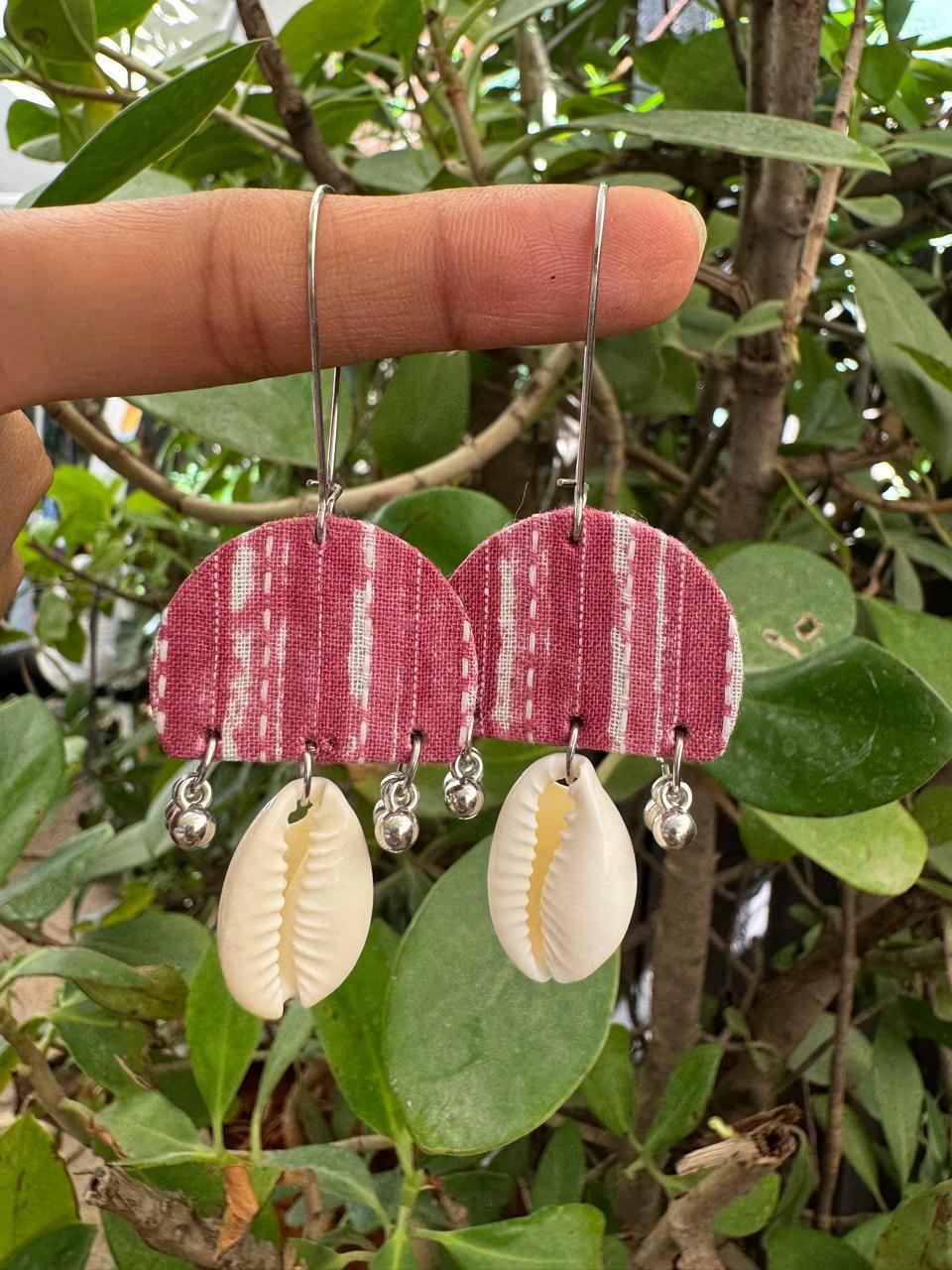 Pink shell earrings