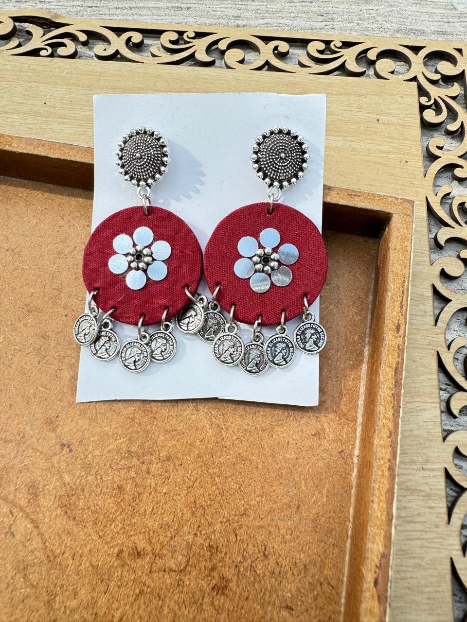 Maroon mirror earrings