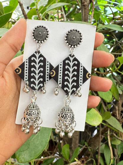 Black jhumka earrings