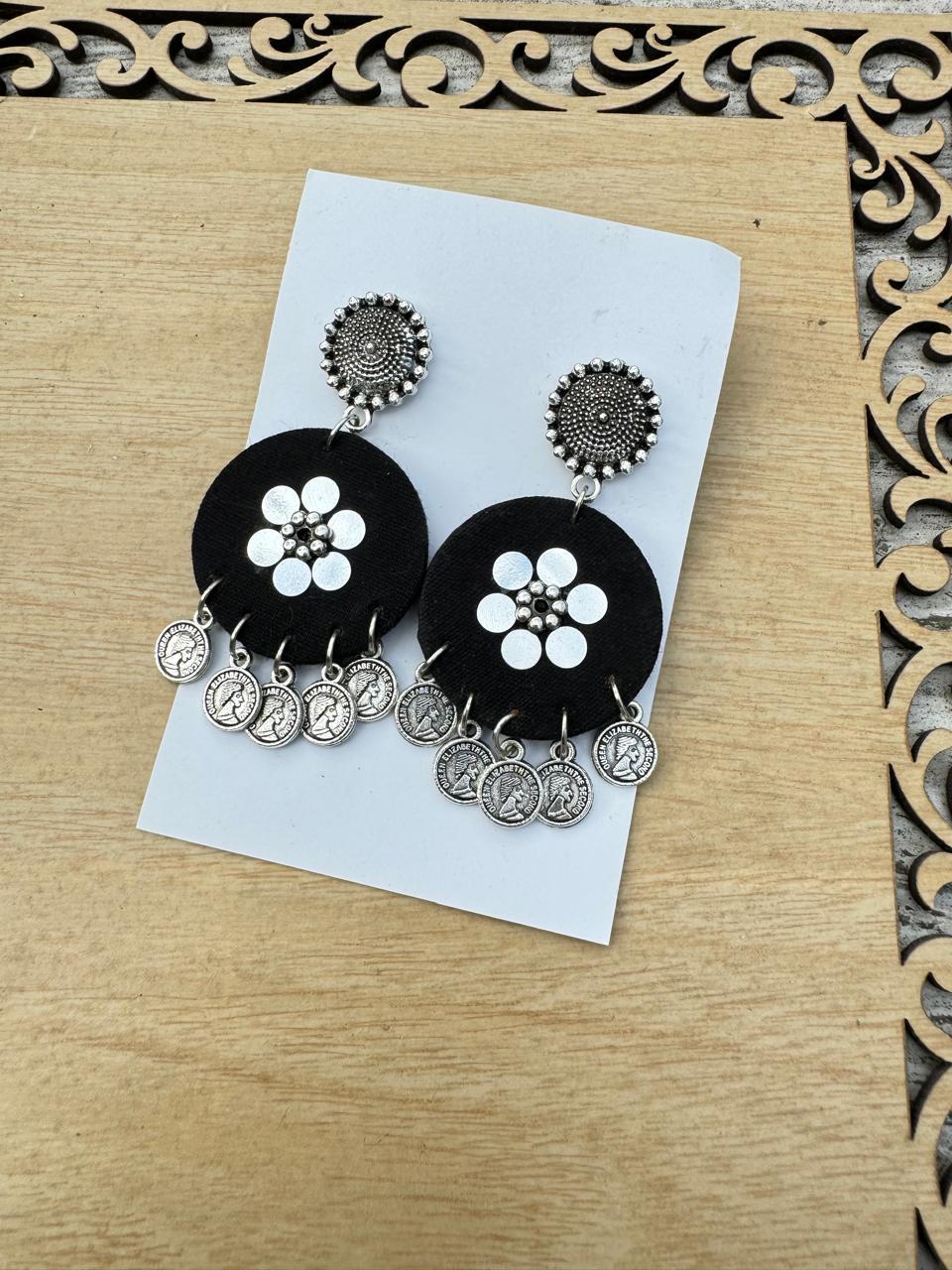 Black mirror earrings