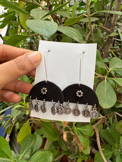 Black long hook earrings