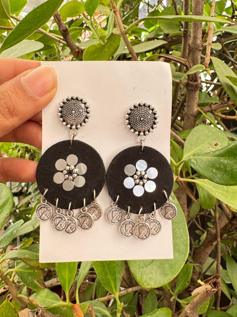 Black mirror earrings