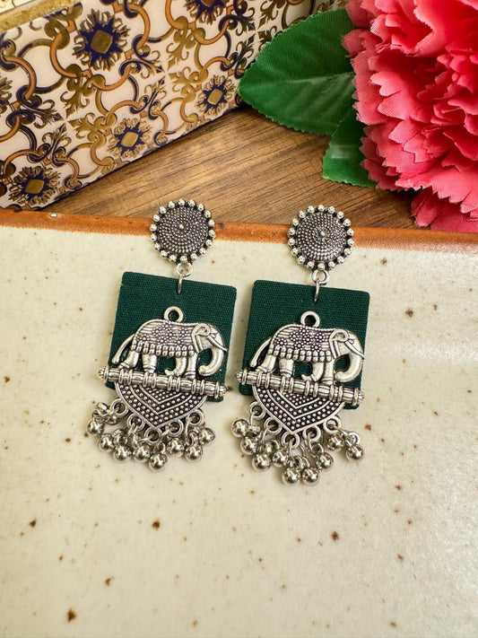 Green ele earrings