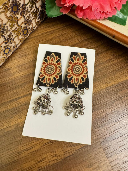 Ajrak Jhumka earrings