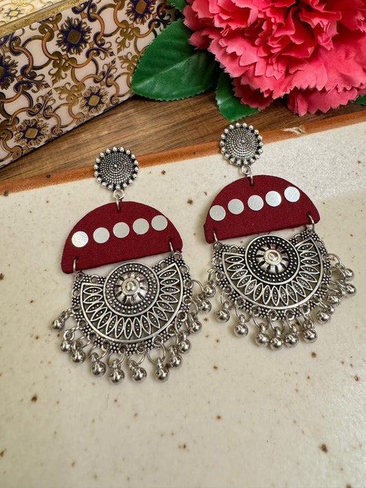 Maroon Chandbali danglers