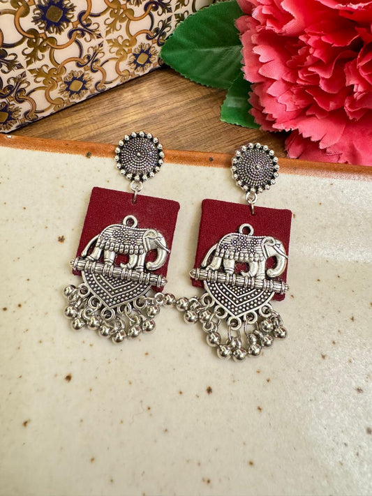 Maroon ele earrings