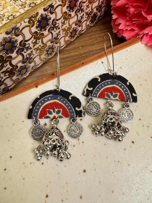 Ajrak jhumka hangings