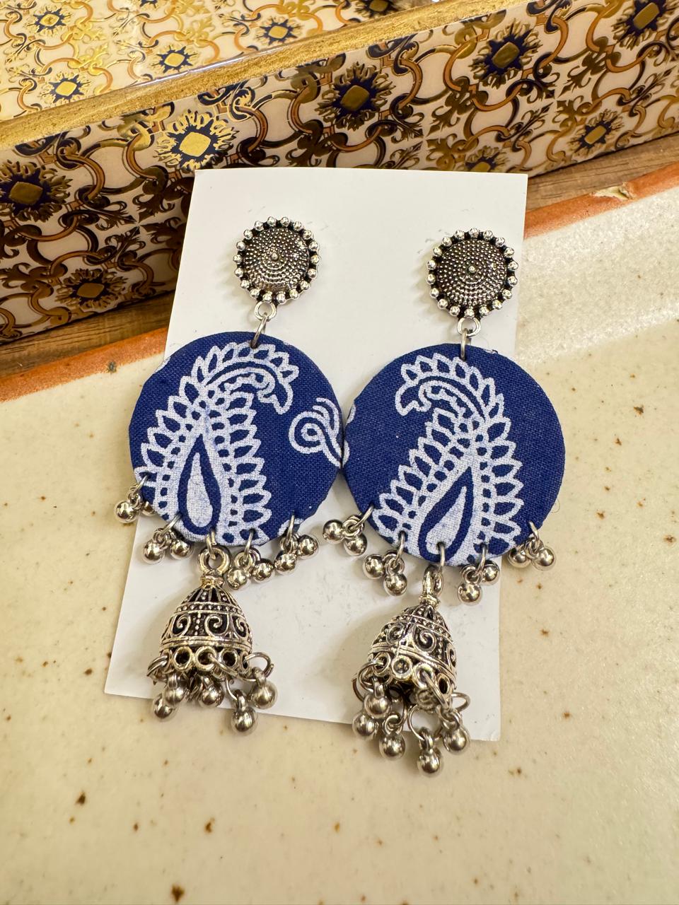 Blue paisley earrings