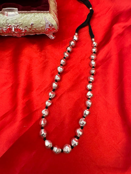 Silver Elegance Mala Necklace - Adjustable Length