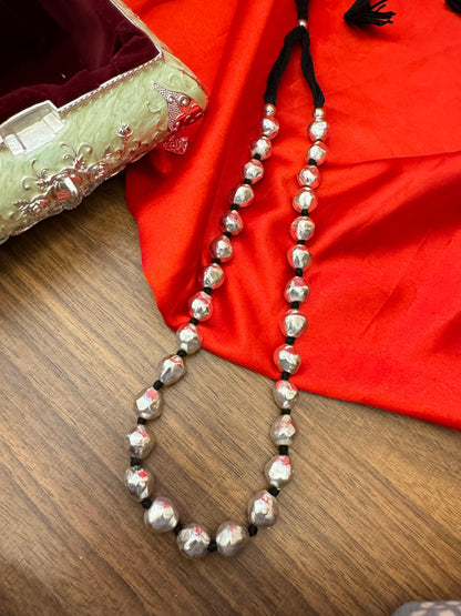 Silver Elegance Mala Necklace - Adjustable Length