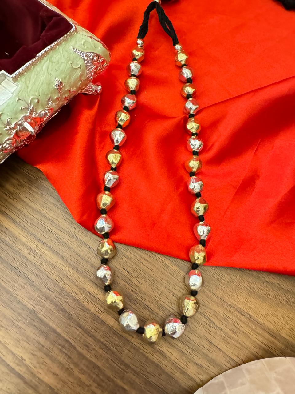 Dual-tone Elegance Mala Necklace - Adjustable Length