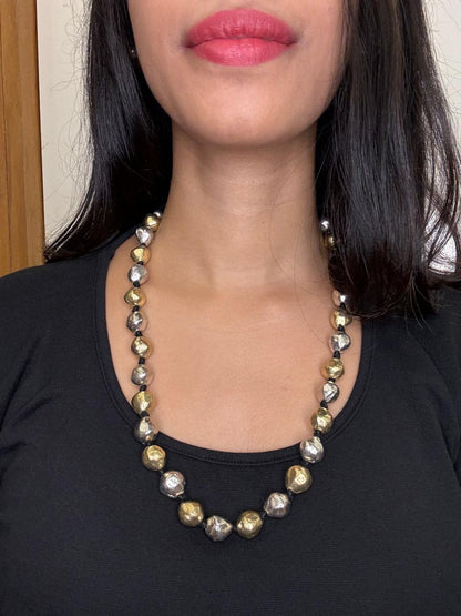 Dual-tone Elegance Mala Necklace - Adjustable Length