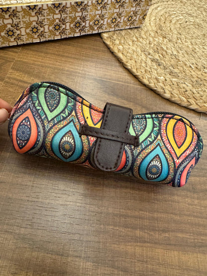 Multi coloured sunglass pouch