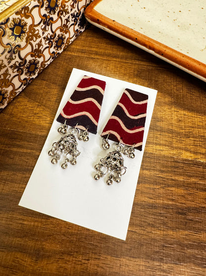 Maroon brown jhumka earrings