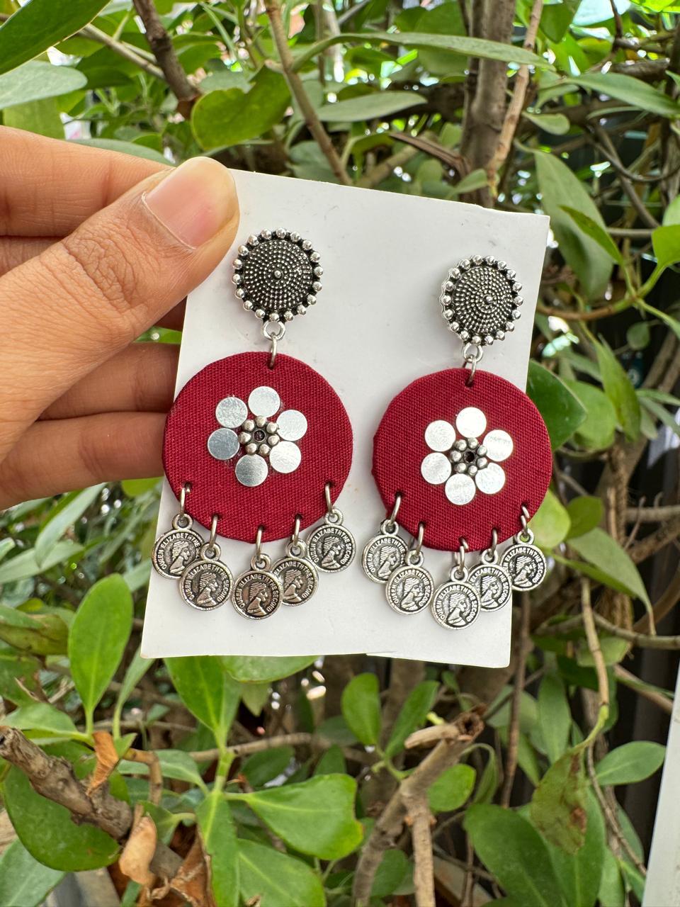 Maroon mirror earrings